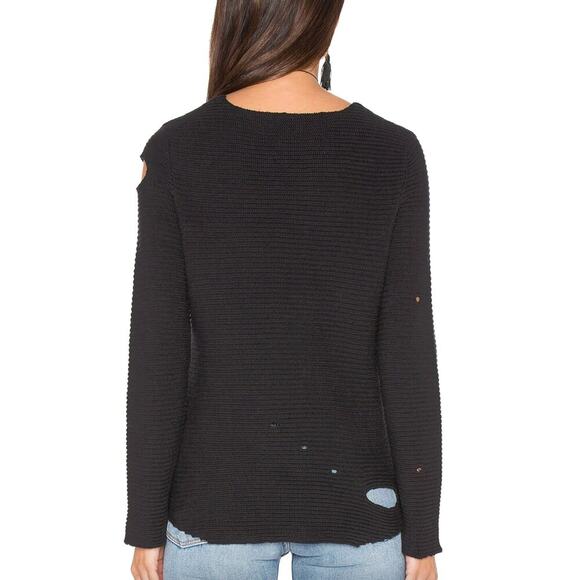 RTA Jules Reinforced Distressed Rib Knit Sweater Womens S Holes Grunge Classy - Picture 5 of 14